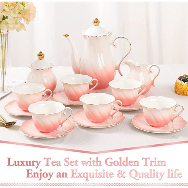 Brayden Studio® 22 Pcs Porcelain Tea Set For 6, Luxury British Style